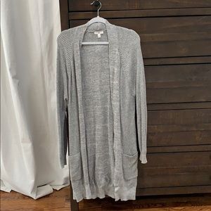 Gray longline cardigan